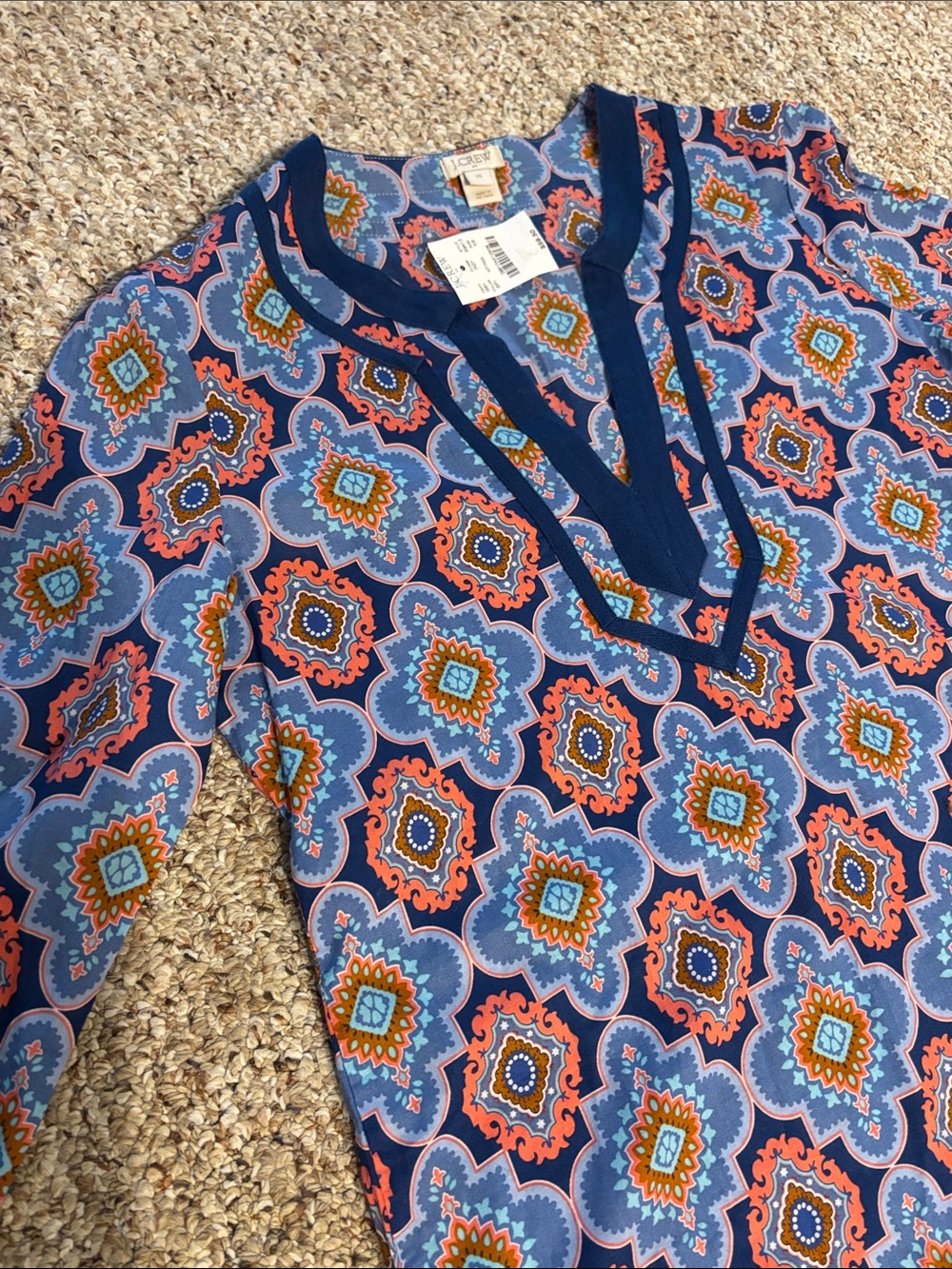 J.Crew Printed Poplin Tunic Cover Up Top
